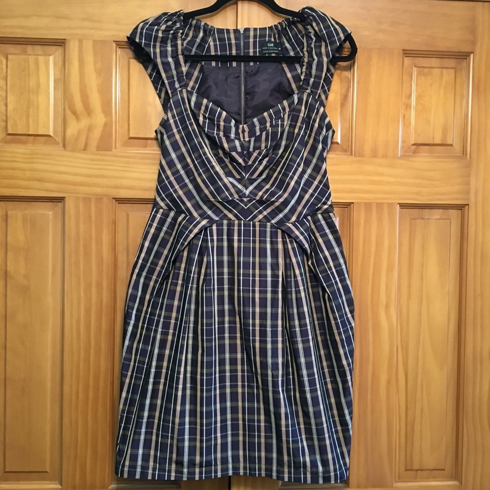 Cue Plaid Dress Made in Australia - Size 10